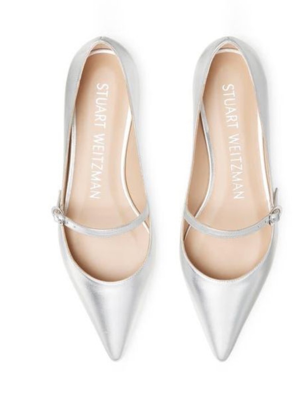 Stuart Weitzman White Emilia Mary Jane Flat